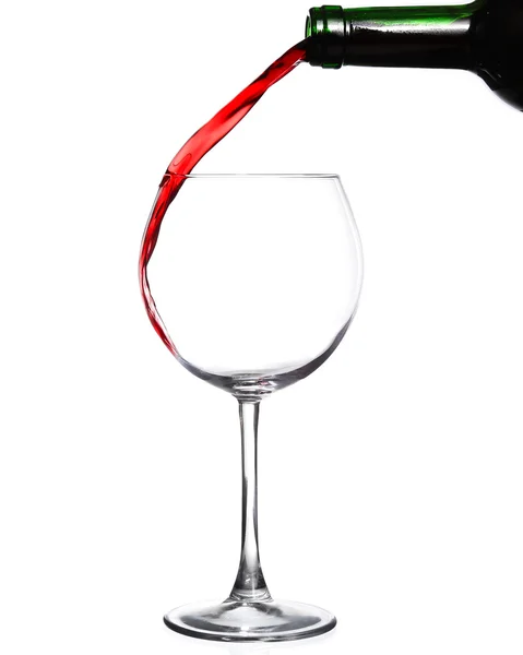 Red wine pouring on white background — Stock Photo, Image