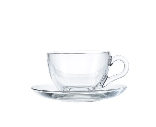 Taza de té de vidrio vacía. Aislado sobre fondo blanco —  Fotos de Stock