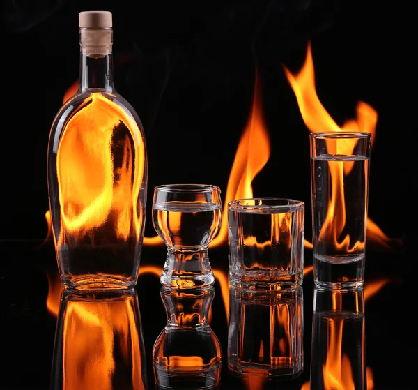 Stack av tequila i brand — Stockfoto
