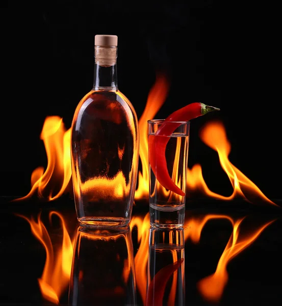 Pile de tequila en feu — Photo