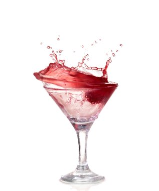şarap koleksiyonu - bir bardak kırmızı şarap sıçramasına. Beyaz arka plan üzerinde izole