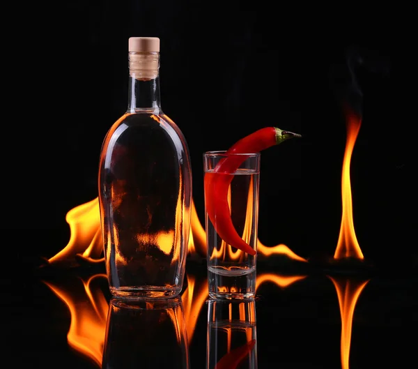 Pile de tequila en feu — Photo