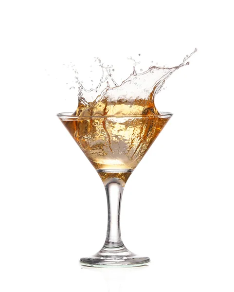 Alcohol cocktail with splash of ice isolated on white — Stock Photo, Image