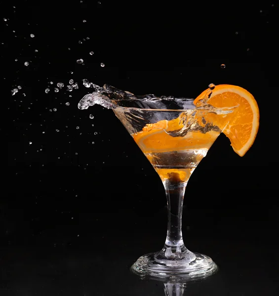 Vermouth cocktail inside martini glass over dark background — Stock Photo, Image