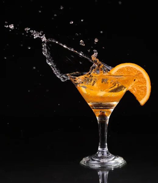 Vermouth cocktail inside martini glass over dark background — Stock Photo, Image