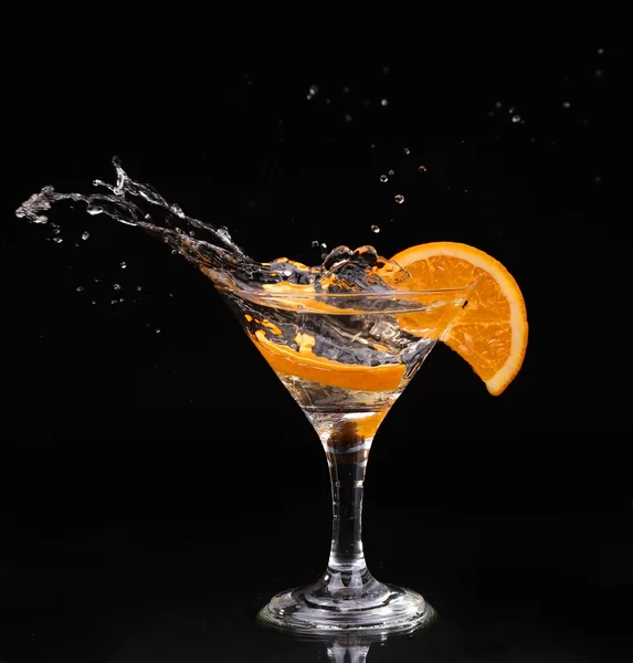 Vermouth cocktail inside martini glass over dark background — Stock Photo, Image