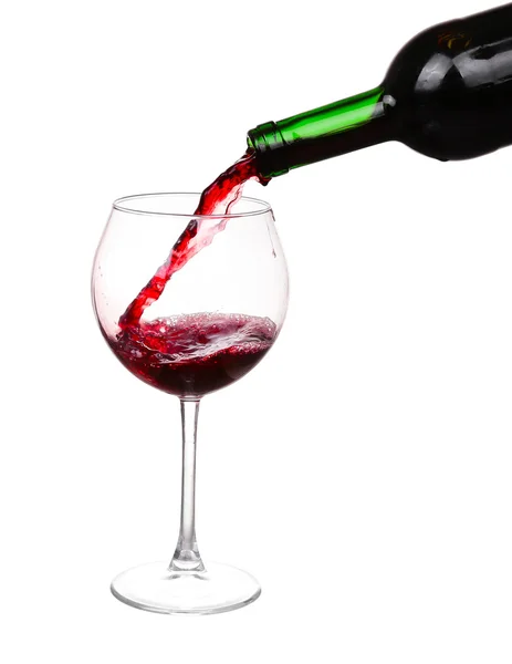 Red wine pouring on white background — Stock Photo, Image