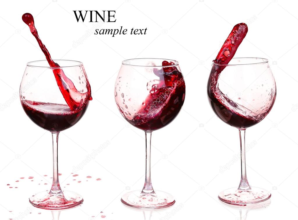 Set of glasses with red wine 