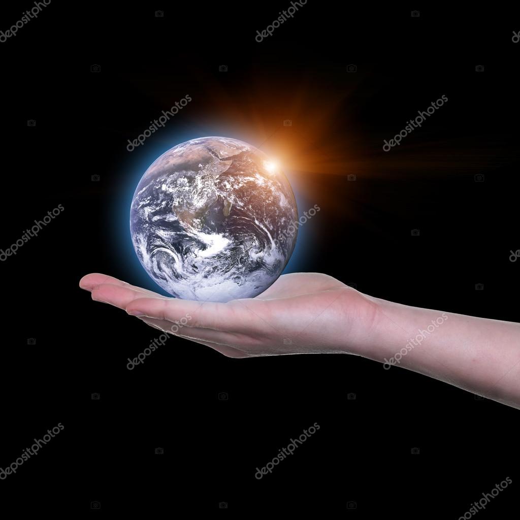 Earth in your hands, Saving Earth concept, Hands holding Earth with a
