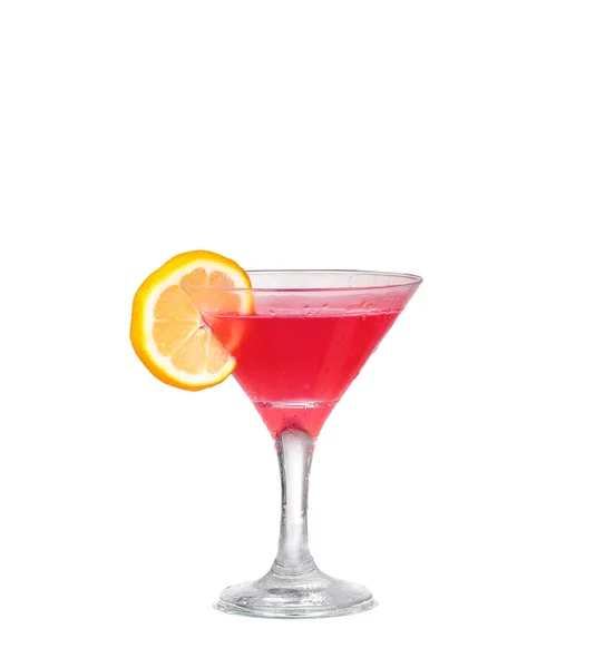 Verse roze cocktail, citroen geïsoleerd op witte achtergrond splash — Stockfoto