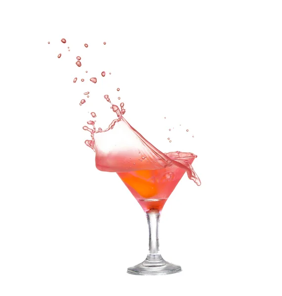 Frischer rosa Cocktail, Zitrone isoliert auf weißem Hintergrund — Stockfoto