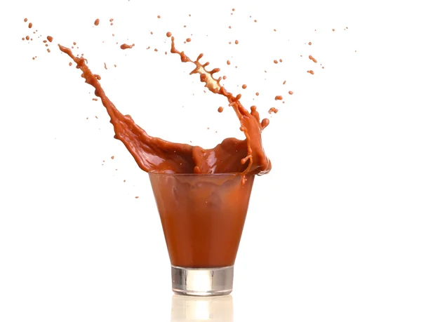 Milk chocolate splash over white background — Stock Photo, Image