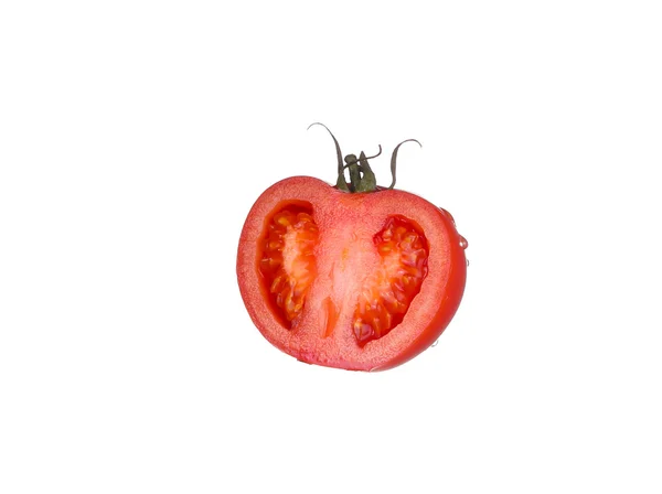 Slice of tomato isolated on yhe white background — Stock Photo, Image