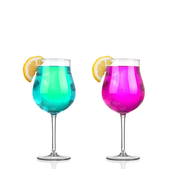 Set of beautiful shot glasses filled with colored alcoholic cock — Stock Photo, Image