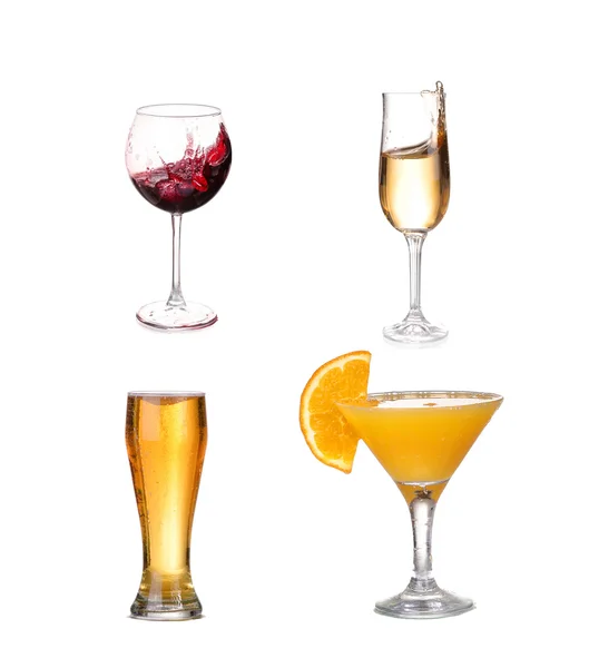 Alkollü içecekler kolaj. beyaz izole — Stok fotoğraf