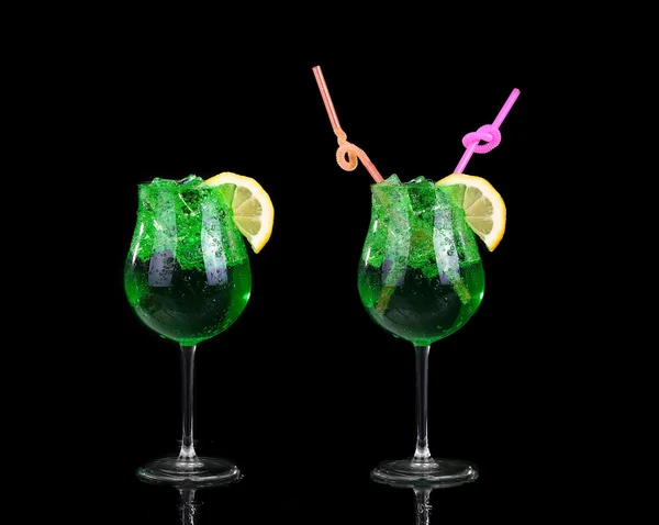 Collage modern fresh coctail on the black background — Stock Photo, Image