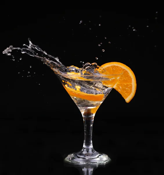 Vermouth cocktail inside martini glass over dark background — Stock Photo, Image