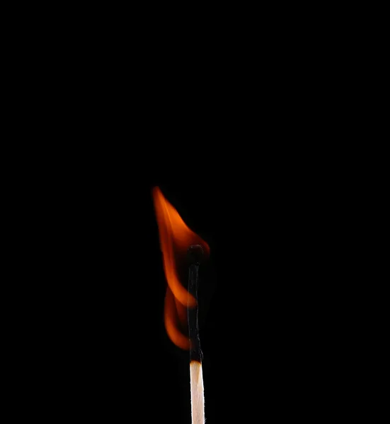 Ignition of a match, with smoke on dark background — Stock Photo, Image