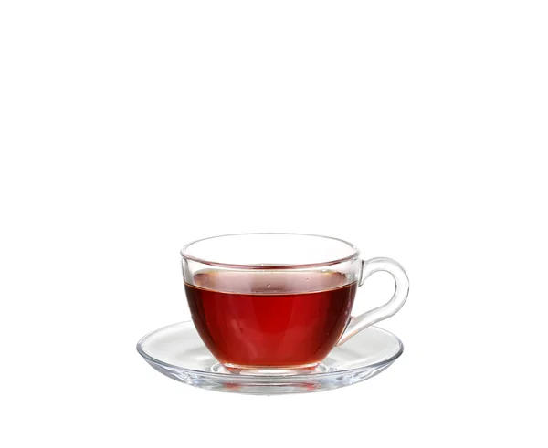 Чай у скляній чашці ізольований на білому тлі — стокове фото