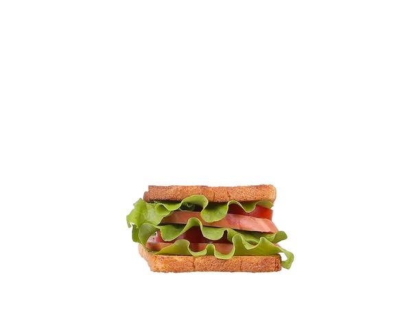 Sandwich con Tomates, Jamón y Queso aislado sobre blanco — Foto de Stock