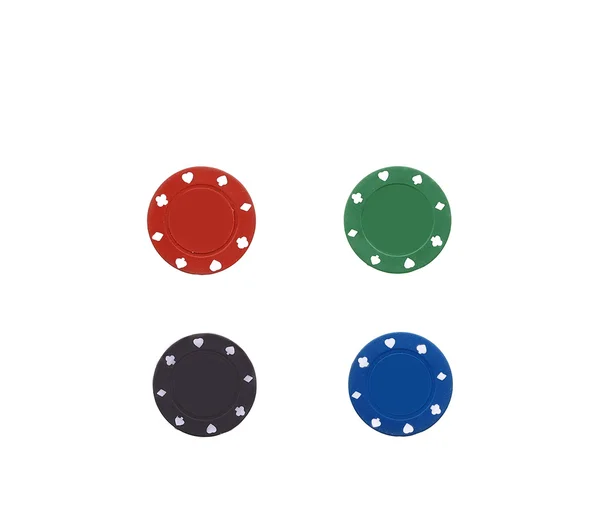 Black poker chips on white — Stock Photo, Image