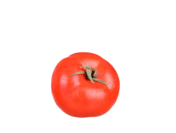 Um tomate vermelho fresco isolado em branco — Fotografia de Stock