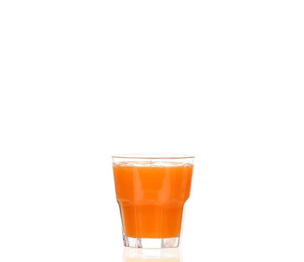 Juice pouring into glass isolated on white — Stock Photo, Image