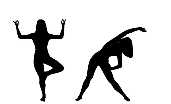 Kollázs silhouette jóga — Stock Fotó