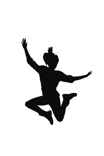 Silhouette of businesswoman jumping — Stock Photo, Image