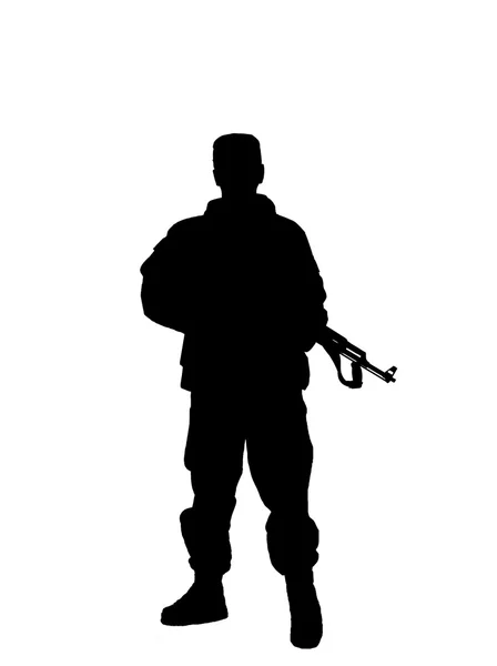Silueta amerického vojáka s puškou — Stock fotografie