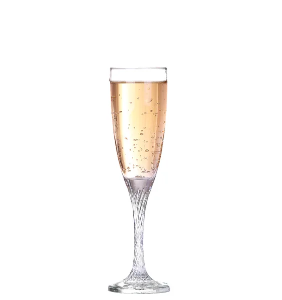 Champagne in un bicchiere. Isolato su sfondo bianco — Foto Stock
