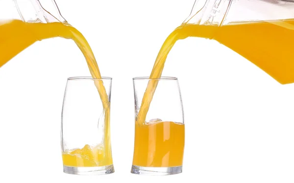グラスにオレンジ ジュースを注ぐことをコラージュします。 — ストック写真