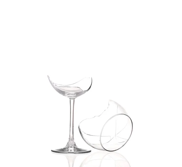 Törött wineglass elszigetelt fehér — Stock Fotó