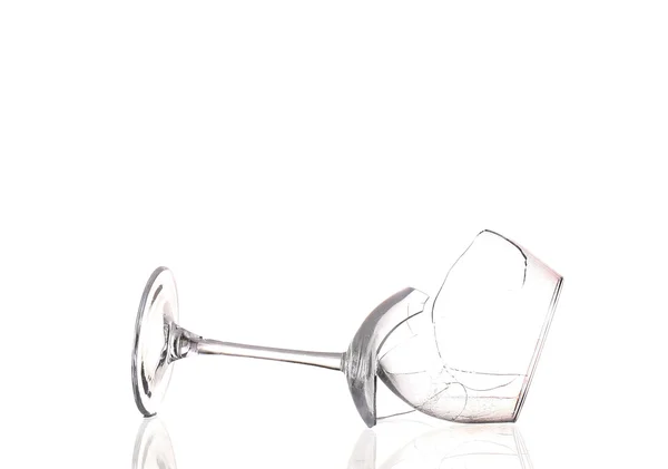 Törött wineglass elszigetelt fehér — Stock Fotó