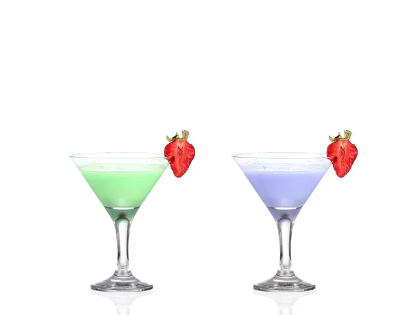 Dos vasos de martini con cócteles de colores - hurray  !! —  Fotos de Stock