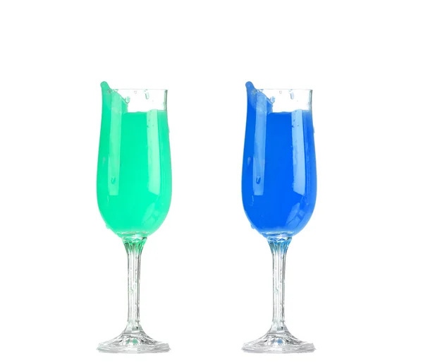 Two refreshing cocktail color isolate on white — Stock Photo, Image