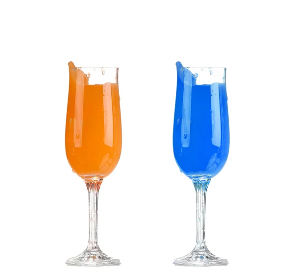 Two refreshing cocktail color isolate on white — Stock Photo, Image