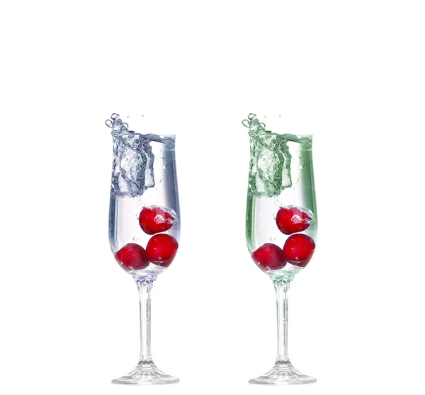 Bicchiere con due bevande di frutta colorate — Foto Stock