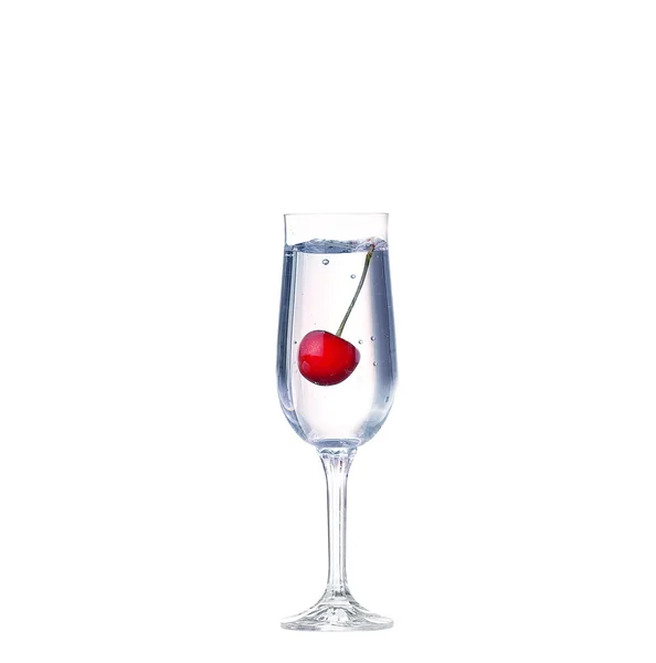 Cherry in a cocktail glass on white — Stock Photo, Image