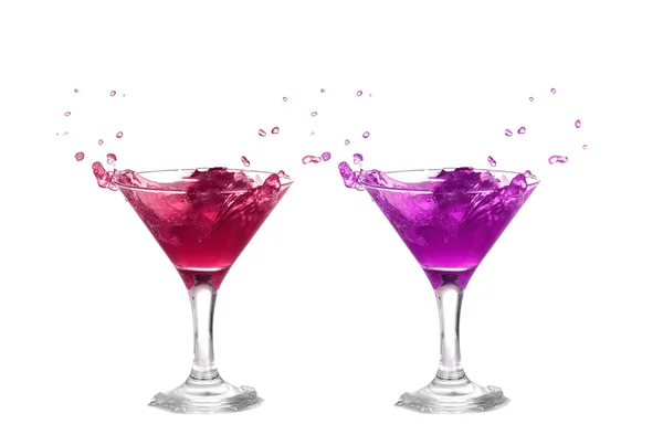 Collage Cocktail rouge et violet avec éclaboussures isolées sur blanc — Photo