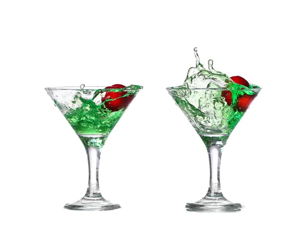 Collage  green cocktail with  isolated on white background — Stock Photo, Image