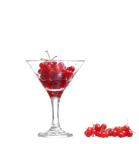 Water with red currants isolated on white — Stock Photo, Image