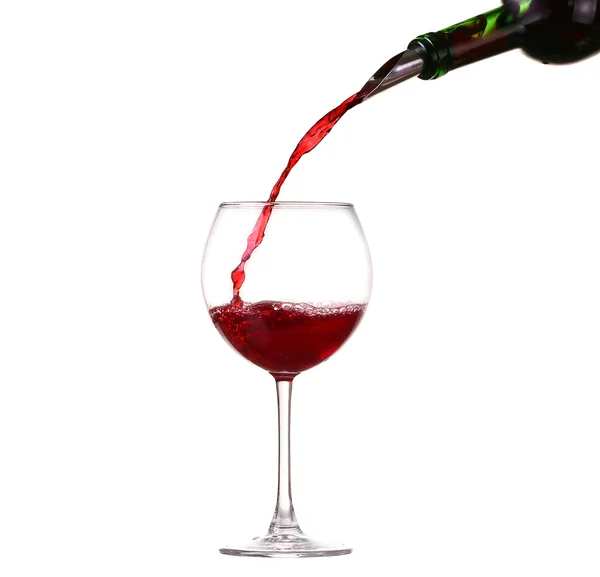 Collage Wine collection - Splashing red wine in a glass. Isolated on white background and pourer — Stock Photo, Image