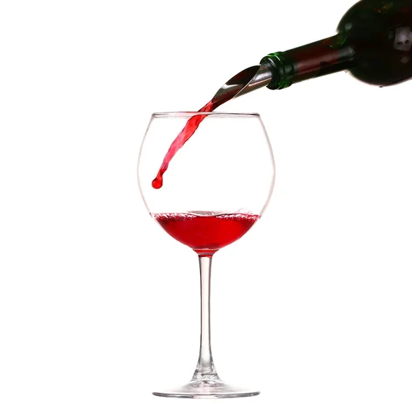 Collage Wine collection - Splashing red wine in a glass. Isolated on white background and pourer — Stockfoto