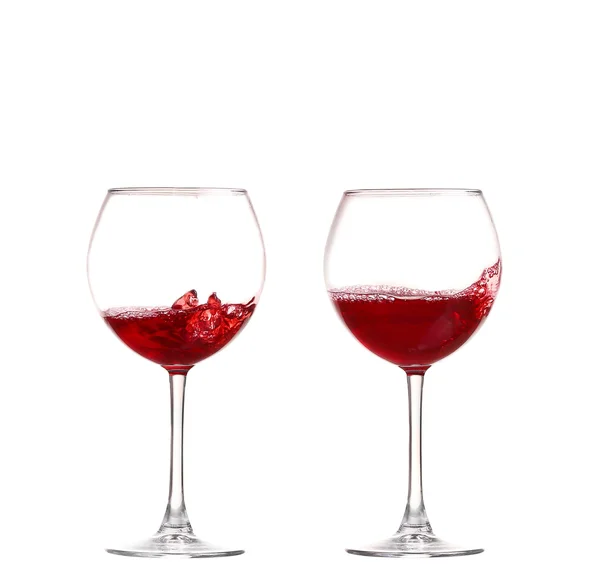Kolaż kolekcję win - rozpryskiwania czerwonego wina w szklance. Na białym tle — Zdjęcie stockowe