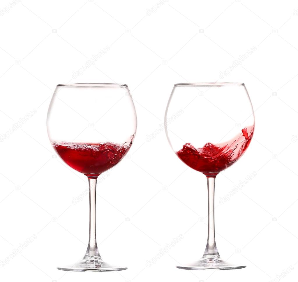 collage Wine collection - Splashing red wine in a glass. Isolated on white background