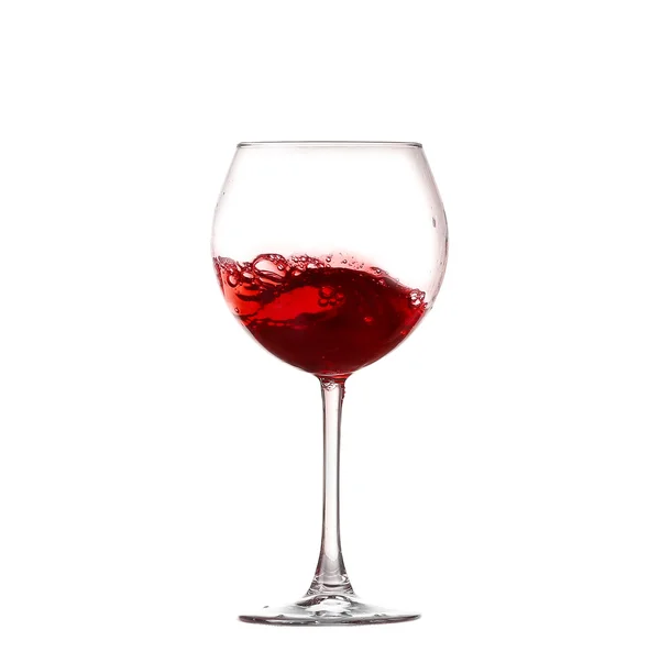 Bor gyűjtemény - fröccsenő vörös bor, egy pohár. Elszigetelt fehér background — Stock Fotó
