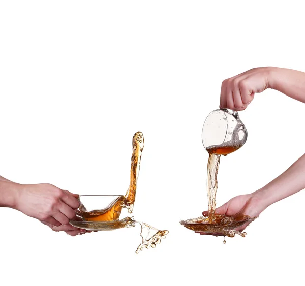 Collage Copa de vidrio de té con salpicadura —  Fotos de Stock