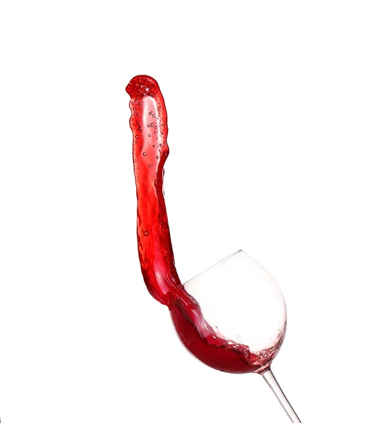 Vino rosso schizzi di vetro, isolato su sfondo bianco — Foto Stock