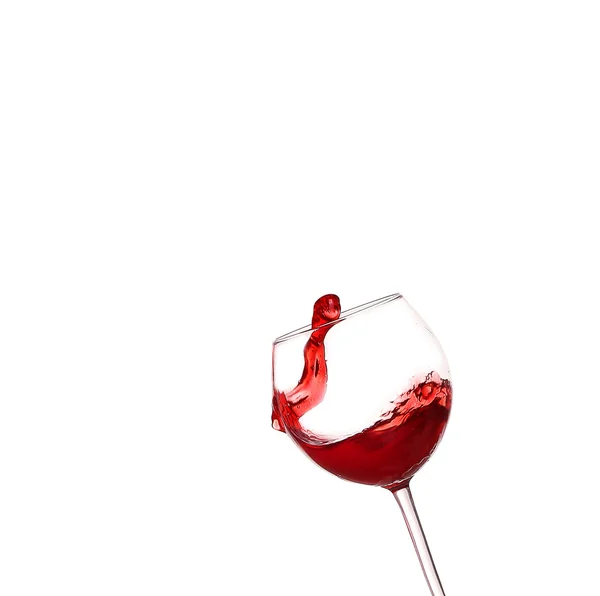 Rött vin stänk från glas, isolerad på vit bakgrund — Stockfoto